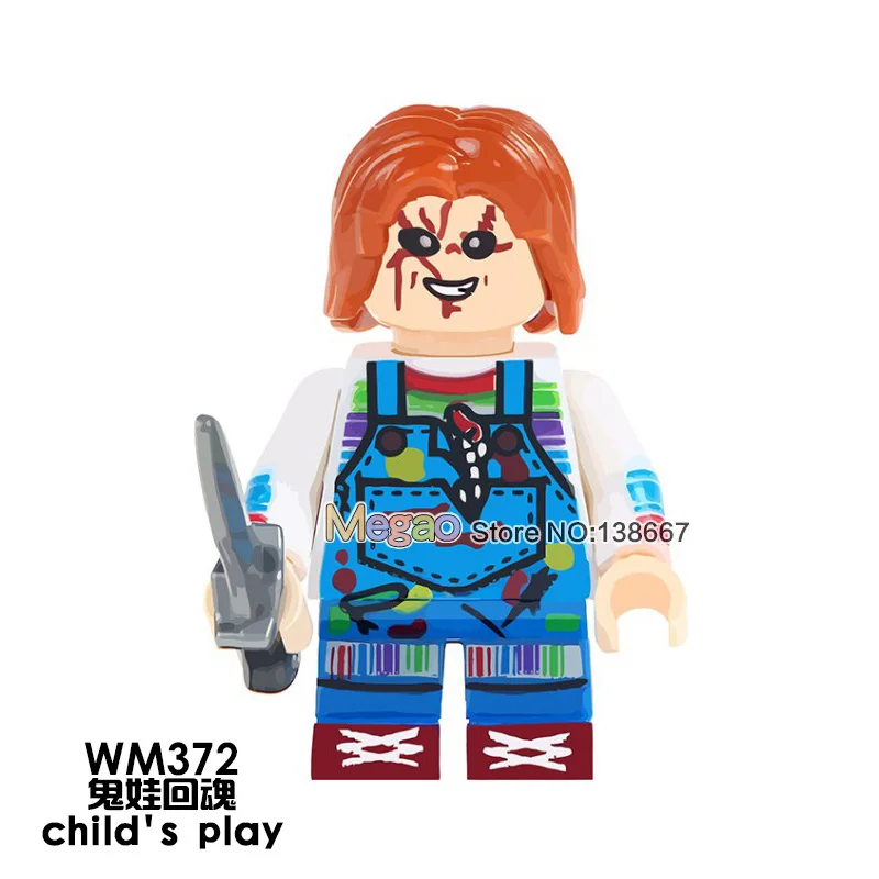 Фильм ужасов это клоун Pennywise Фредди Джейсон voorhees пинхед Техасская бензопила строительные блоки Хэллоуин страшная кукла игрушки для детей - Цвет: WM372-Childs play