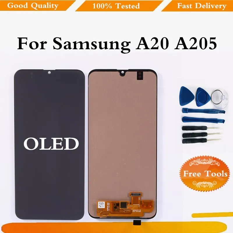 

AMOLED LCD For Samsung A20 A205 LCD Display Touch Screen Digitizer Assembly For Samsung A20 A205F Display Screen With Tools