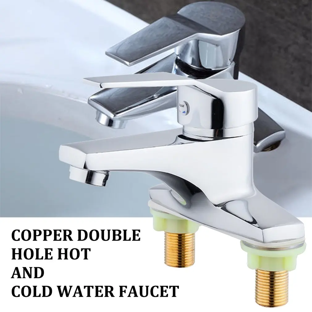 Copper Double Hole Kitchen Instant Heating Faucet Rotatable Hot Cold Dual-use Fast Heating Tap Water Valve