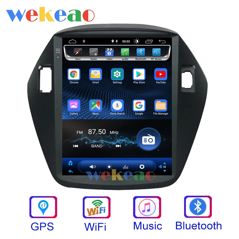 Wekeao вертикальный экран Tesla style 10,4 ''1Din Автомобильный dvd-плеер на основе Android навигационная Автомагнитола для hyundai IX35 Tucson 2010