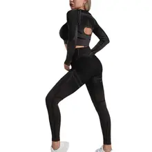 Women Yoga Set Seamless Gym Set Long Sleeve Shirts High Waist Leggings Workout Pants Fitness Sports Suits Sport Outfit