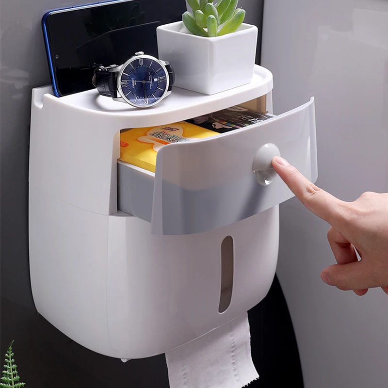 Comprar Soporte de papel higiénico multipropósito para accesorios de baño caja de almacenamiento impermeable colocar cosas de teléfono dispensador de papel higiénico