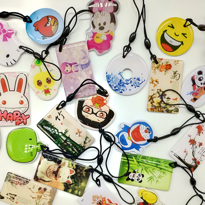 50pcs EM4305 T5577 125KHz Copy Rewritable Writable Rewrite Epoxy Hang keyfobs RFID Tag Key Ring Card Proximity Token Badge