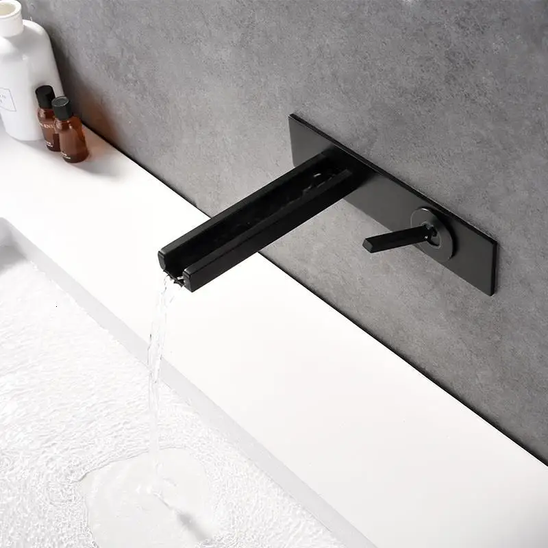 Bain Wall Preta Pia Para De Parede водяной таз черный Banheiro Robinet водопад Grifo Lavabo кран Torneira Ванная раковина кран