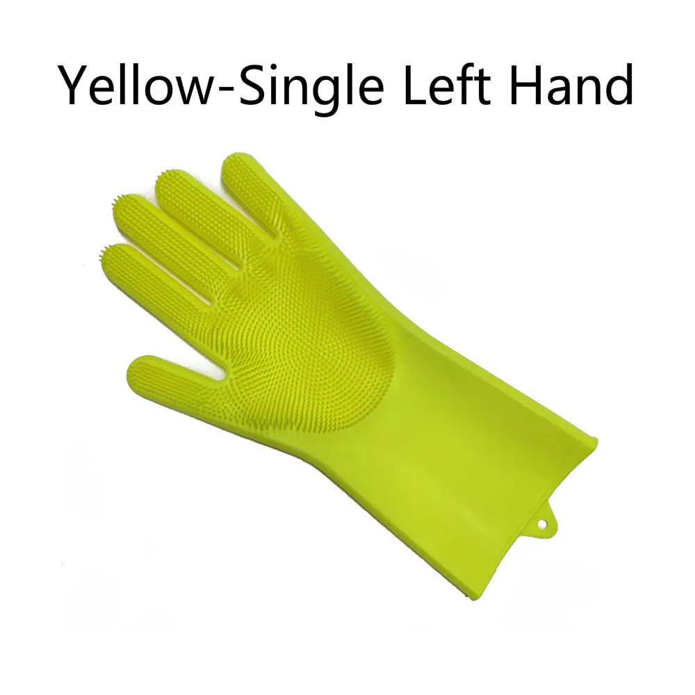 Yellow-Left Hand Один силиконовый Мочалка для посуды, кухонный чистящий посудомоечный коврик для собак, перчатки для мытья автомобиля, аксессуары для еды, перчатки для мытья - Цвет: Yellow-Left Hand