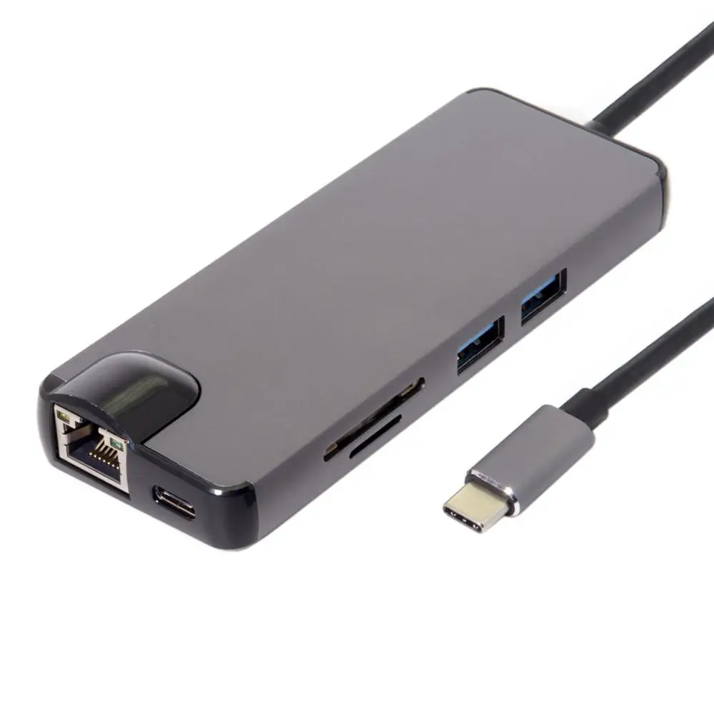  USB 3.1 USB-C Type-C to VGA HDMI USB HUB Gigabit Ethernet & SD TF card Reader& Female Charger Adapt