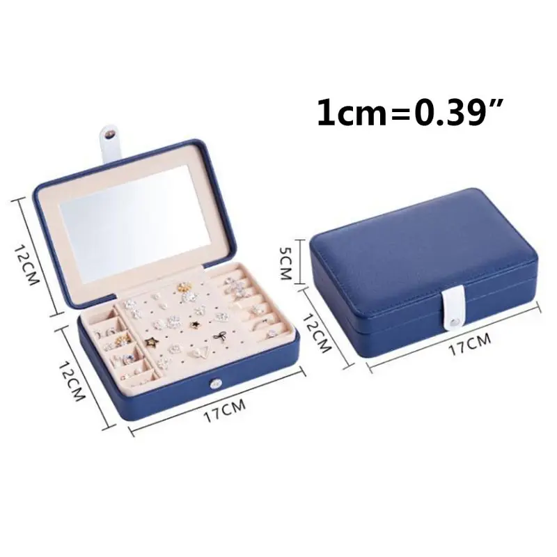 New Portable PU Fresh Simple Earring Plate Jewelry Storage Box Earrings Ring Multi-function Jewellery Case