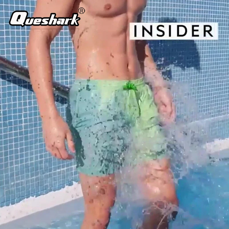 

Men Magic Changable Color Beach Pants Quick dry Discoloration Swimming Trunks Swim Pool Surfing Temperature Color Change Shorts