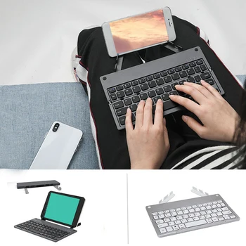 

B048 Home Portable Universal Bluetooth Keyboard Foldable With Tablet Stand Ergonomic Wireless Rechargeable ABS Office Travel