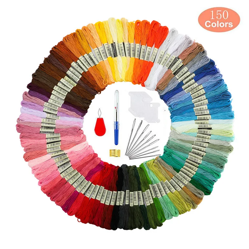 

50/100/150 Colors Cross Stitch Threads Cotton Sewing Skeins Embroidery Thread Floss Skein Kit DIY Sewing Tool Set For Women Gift