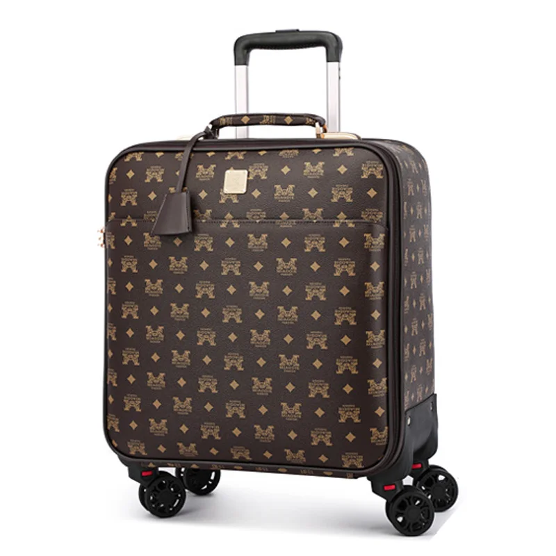 16 inch New 16 20 24 inch Retro koffer Rolling Suitcases Women Carry-Ons Travel Bags Men spinner brand Trolley Luggage boarding box - Color: 16 inch