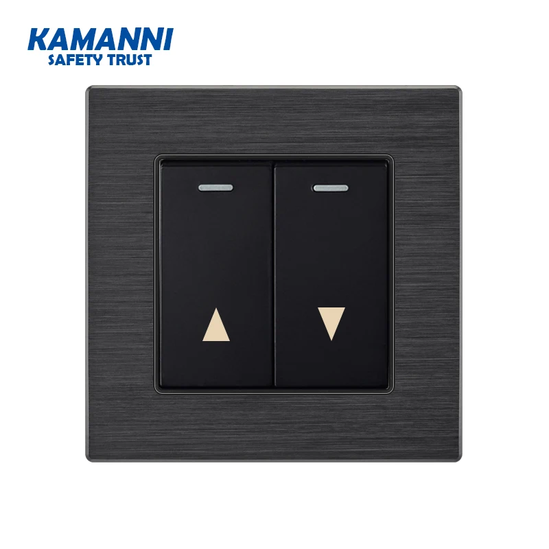 86type luxury Wall Switch 1 2 3 4 gang 1way Black aluminum alloy panel  EU Standard led light push button switch 1 year warranty