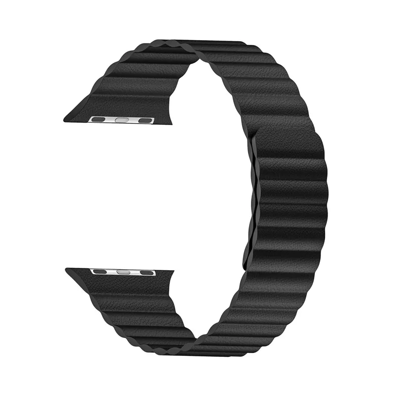 Double Magnetic Clasp Strap for Apple watch band 44mm 40mm Leather loop iwatch bracelet 4 5 4