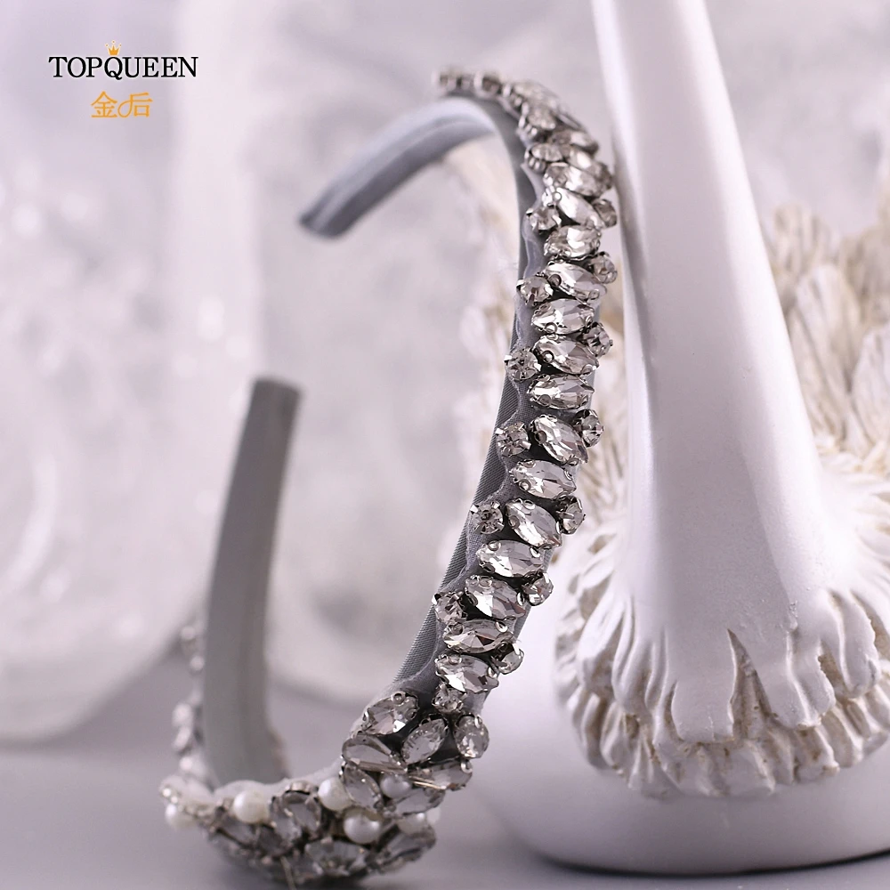 TOPQUEEN S350-FG Свадебные стразы свадебные аксессуары для волос, диадема, оголовье, серебристый Стразы повязка на голову в стиле барокко повязка на голову