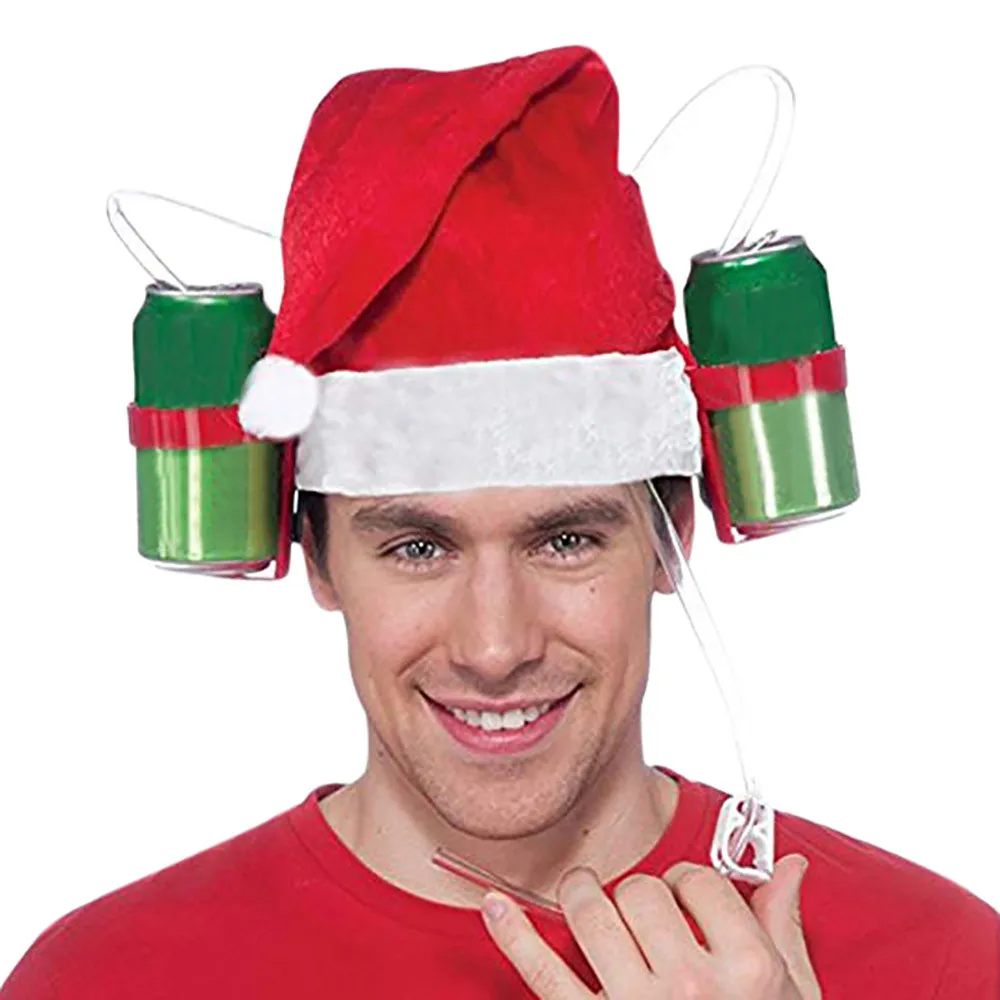 Рождественские игрушки украшение шляпы шлем Соломинки Пластиковые безручные пивная шляпа для напитков шлем для ленивых подарков на день рождения L0826