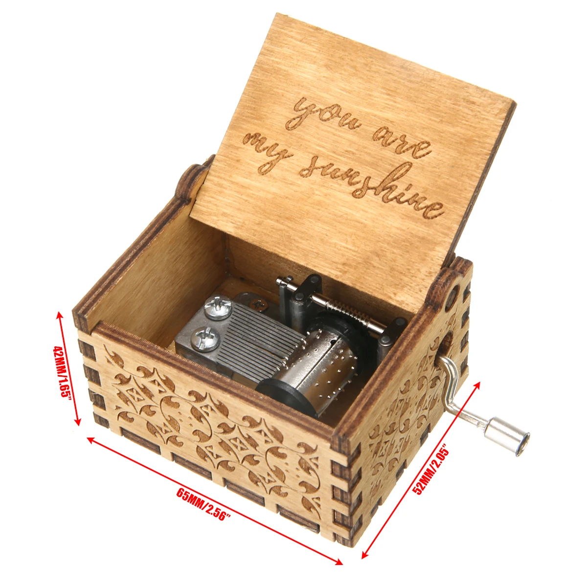 Handmade Classical Music Box "You Are My Sunshine" Engraved Musical Case Birthday Gifts Rock and Roll Music Box