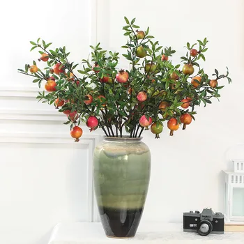 

If Xi Simulation Fruit 6 Fruit with Large Leaves Branch Pomegranate Home Decoration Engineering Soft Loading Artificial Berry Pa