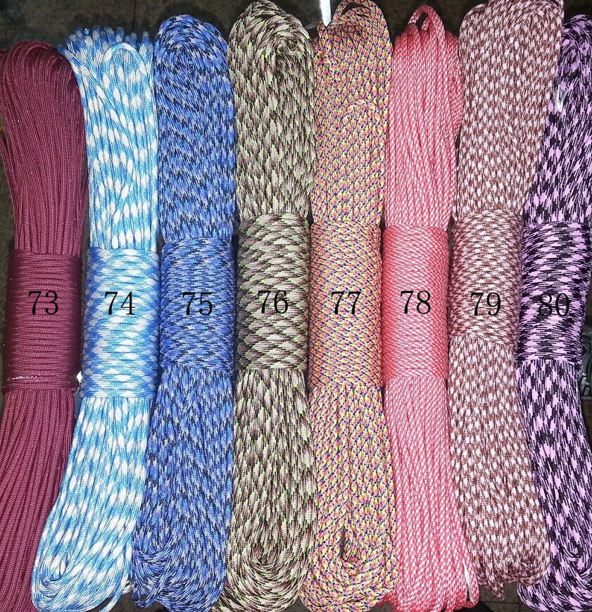 550 Paracord Parachute Cord Lanyard Mil Spec Type III 7 Strand Core 100 FT 30 Colors For Climbing Camping Buckles Bracelet 1PCS