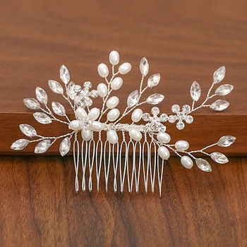 Silver Color Pearl Rhinestone Wedding Hair Combs Hair Accessories For Women Accessories Hair Ornaments Jewelry Bridal Headpiece 3