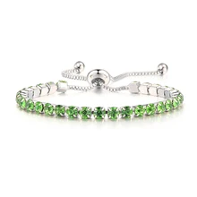 Классические, оливково-зеленые, 4 мм, циркониевые, теннисные браслеты для женщин, розовый, серебряный цвет, подарок для женщин, девушек, на шнуровке, модные ювелирные изделия, H110-M