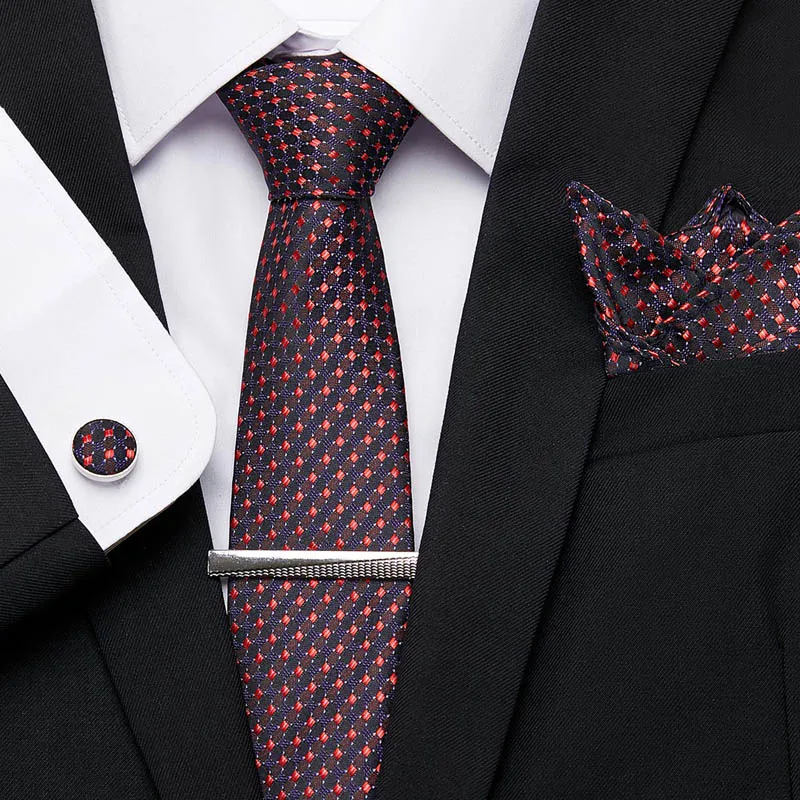 Набор галстуков, голубой, розовый, фиолетовый, красный, свадебные галстуки, модный мужской галстук, 7,5 см, шелк, галстук, Hanky, запонки, зажим для галстука, 33 стиля, галстук - Цвет: SZ62