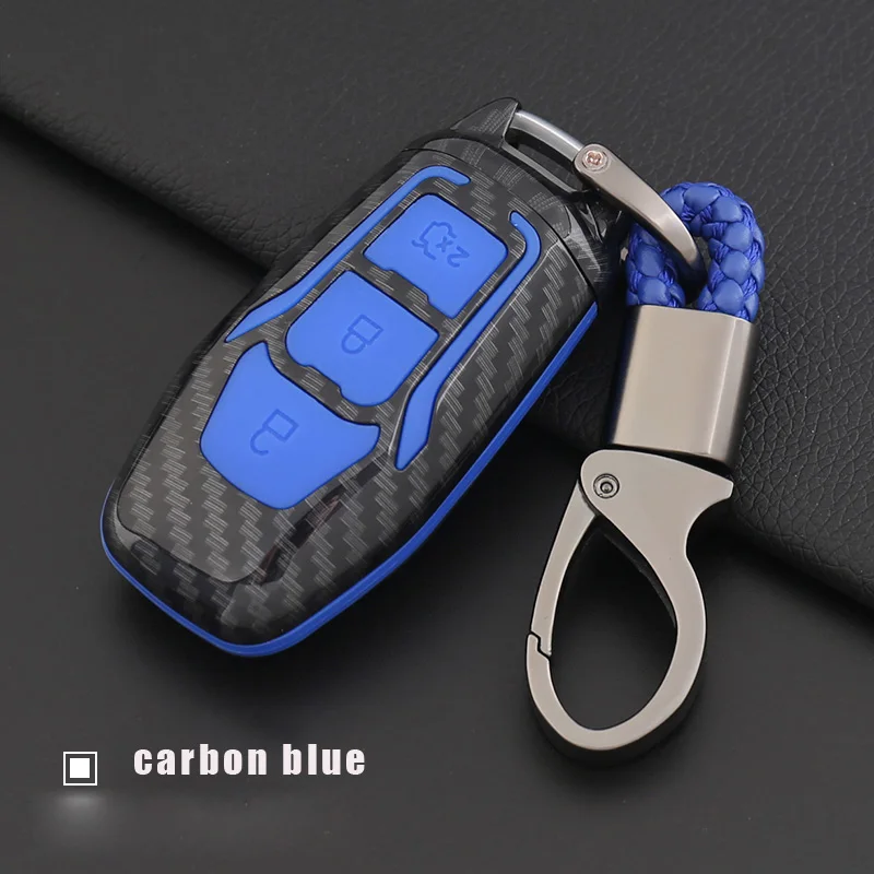 Jingyuqin 3B силикон из углеродного волокна ключ чехол для ключей для Ford F-150 Mondeo Galaxy S-Max Ranger Explorer - Название цвета: blue
