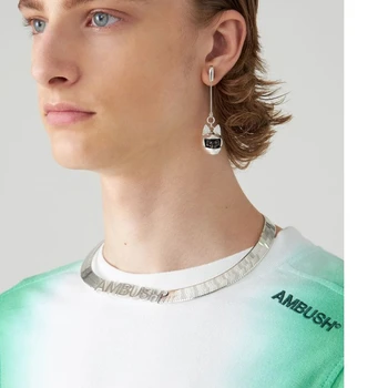 

HANGZHI 2020 New Hip Hop Metal Geometric Skeleton Cat Pin Personality Earring Pendant Necklace for Woman Men Girls Jewelry