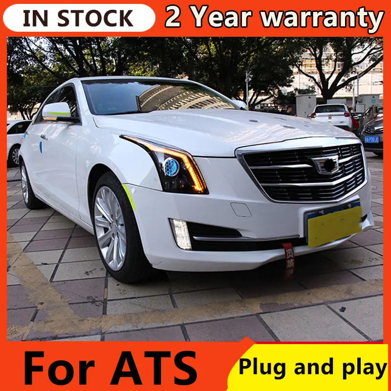 

Car Styling For Cadillac ATS-L ATSL Headlights GTR head lamp design LED DRL Running lights Yellow light dynamic turn signal