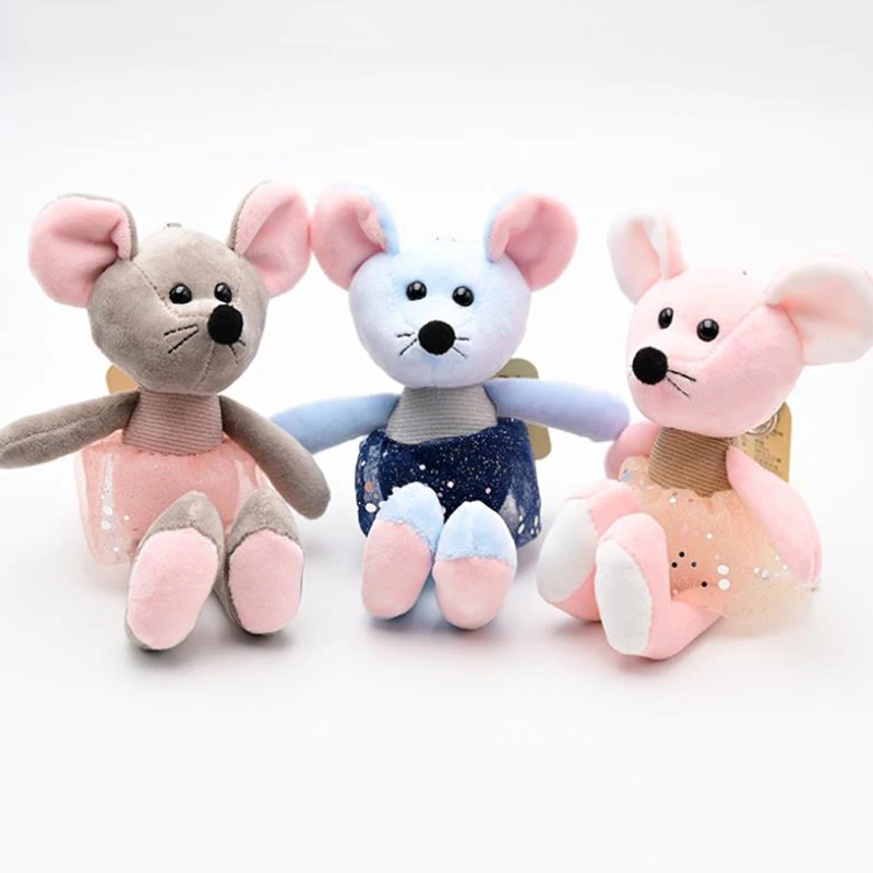 

1pc 2020 rat year Mascot plush keychain Toys Cartoon animals Yarn skirt mouse plush doll Pendant for girl kids gift