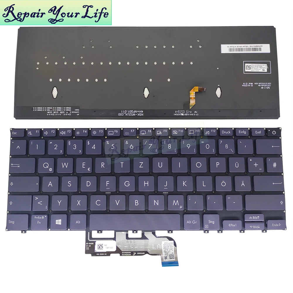 Teclado de Substituição para Asus Expert Tbook b9 B9450 fa B9450fa Inglês Azul Marinho Alemão Teclado 0knb0 1620us00 1620ge00 - Imagem 5