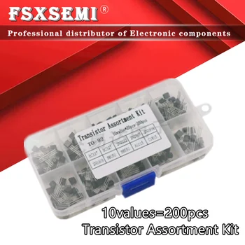 

10values= 200PCS BC337 BC327 2N2222 2N2907 2N3904 2N3906 S8050 S8550 A1015 C1815 Transistor Assortment Kit Transistors + Box