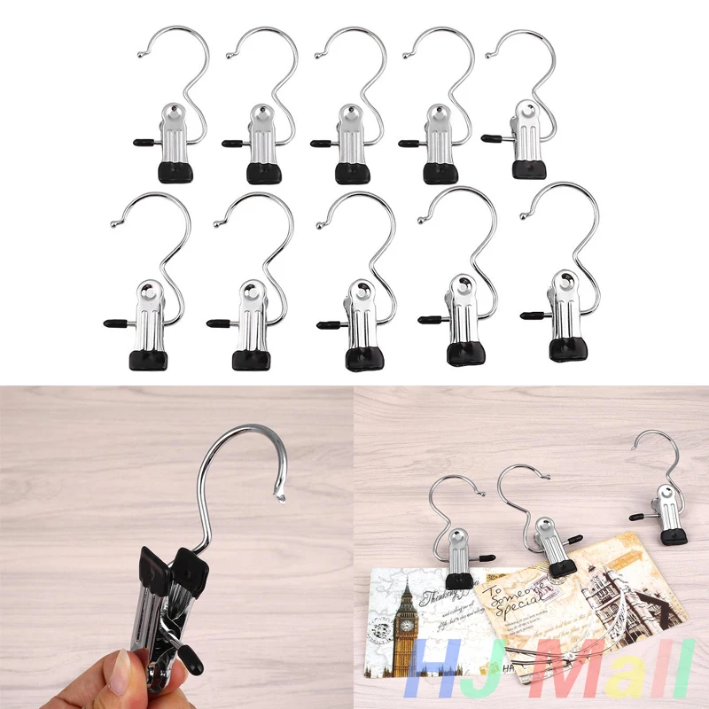 Hook for Hanging Stainelss Steel Hanger 10pcs Boots Adhesive Hooks Laundry Boot Household Gadgets Shoes Clip Clothes