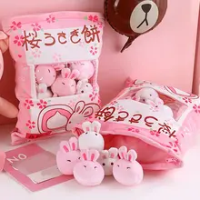 Peluche en forme de lapin rose, 8 pièces, Kawaii, japon, fleurs de cerisier, jouets en peluche doux pour petite amie, cadeau d'anniversaire pour enfant