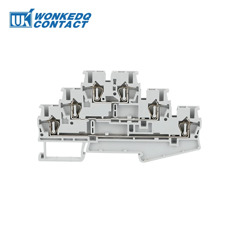 Gray Клеммный блок на din-рейку 10 шт. ST-2.5-3L пружинный 3 слоя уровня заменить Феникс разъемы возвратный Потяните Тип Безвинтовой ST2.5-3L - Цвет: Gray