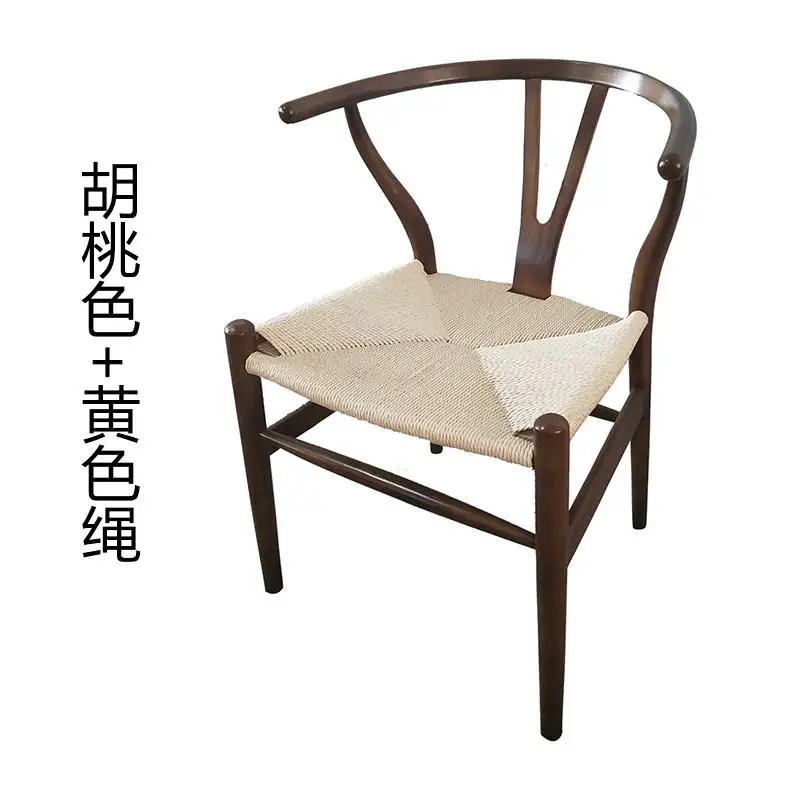 Нордический обеденный стул современный простой домашний стол и стул китайское кресло цельное деревянное кресло спинка стул белый воск дерево Y cha - Цвет: style 8