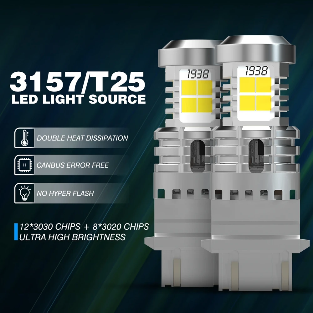 

1X2X Car Led Light Bulb Canbus T25 3157 led bulb white Auto Reversing Lamp For Car 12V 3157 bulb led amber T25 3157 red led