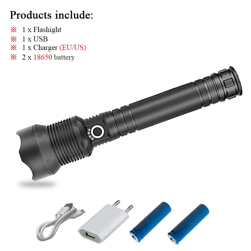 XHP70 flashlight B Xhp70 супер яркий светодиодный фонарик 18650 или 26650 cree xhp70 zoomble фонарь фонарик usb Перезаряжаемый лампе фонарь e водонепроницаемый - Испускаемый цвет: XHP70 flashlight B