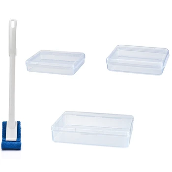 

1Pc Toilet Brush Home Shower Room Wc Accessories & 3Pcs Transparent Disposable Face Masks Dustproof Storage Box