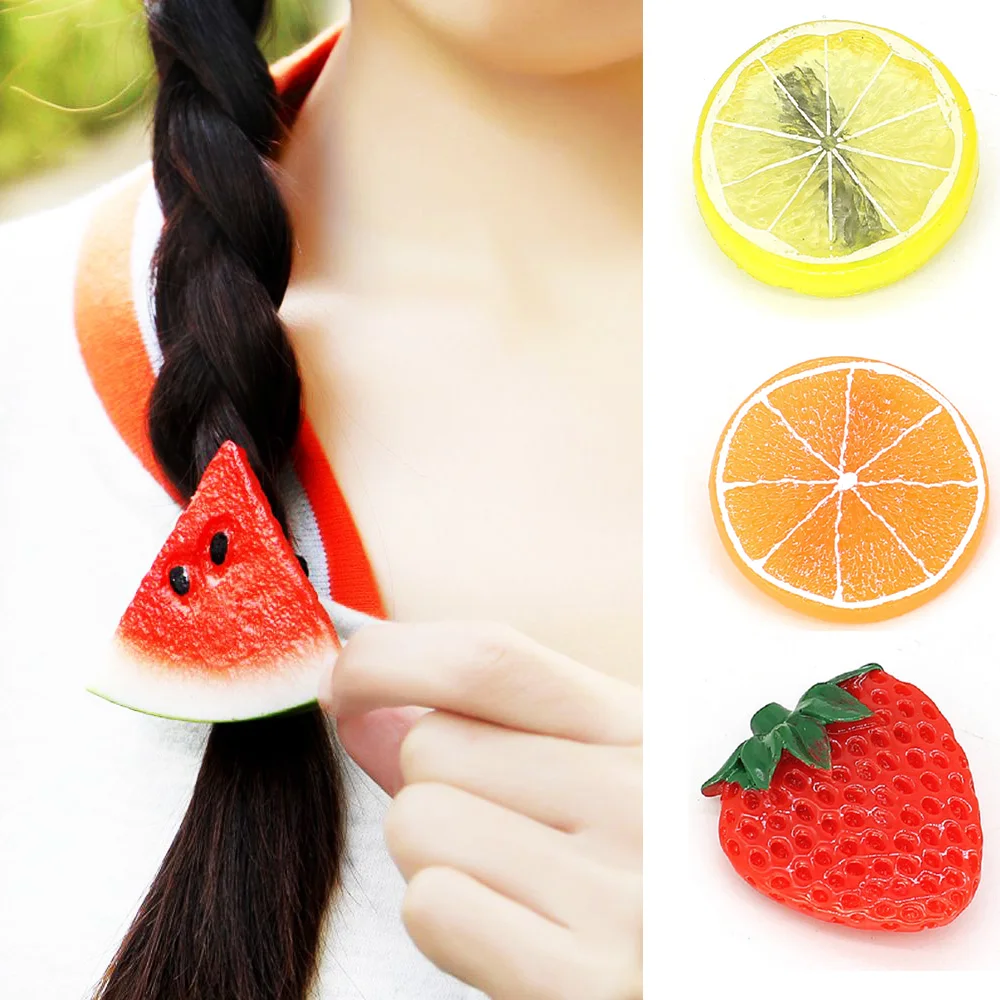 

Summer Fruit Slice Hair Clips Girls Women Strawberry Egg Watermelon Lemon Orange Hairpins Hair Accessories