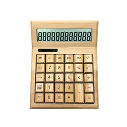 Calculatrice de bureau fonctionnelle, en bambou, avec grand écran à 12 chiffres l29k 