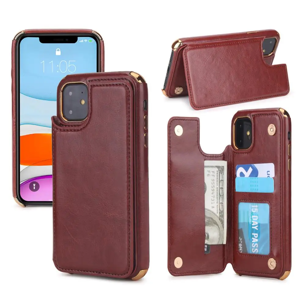 Чехол-Кошелек s для iPhone 11 Pro Max 6S 6 7 8 Plus XS Max оболочка ретро кожаный флип-чехол для телефона для iPhone X 10 XR - Цвет: BR