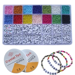Kit DE FABRICACIÓN de pulseras, cuentas de 3mm, cuentas de semilla de cristal, pulseras de la amistad, Cuentas de letras del alfabeto para pulseras con nombre, joyería, 5000 Uds.
