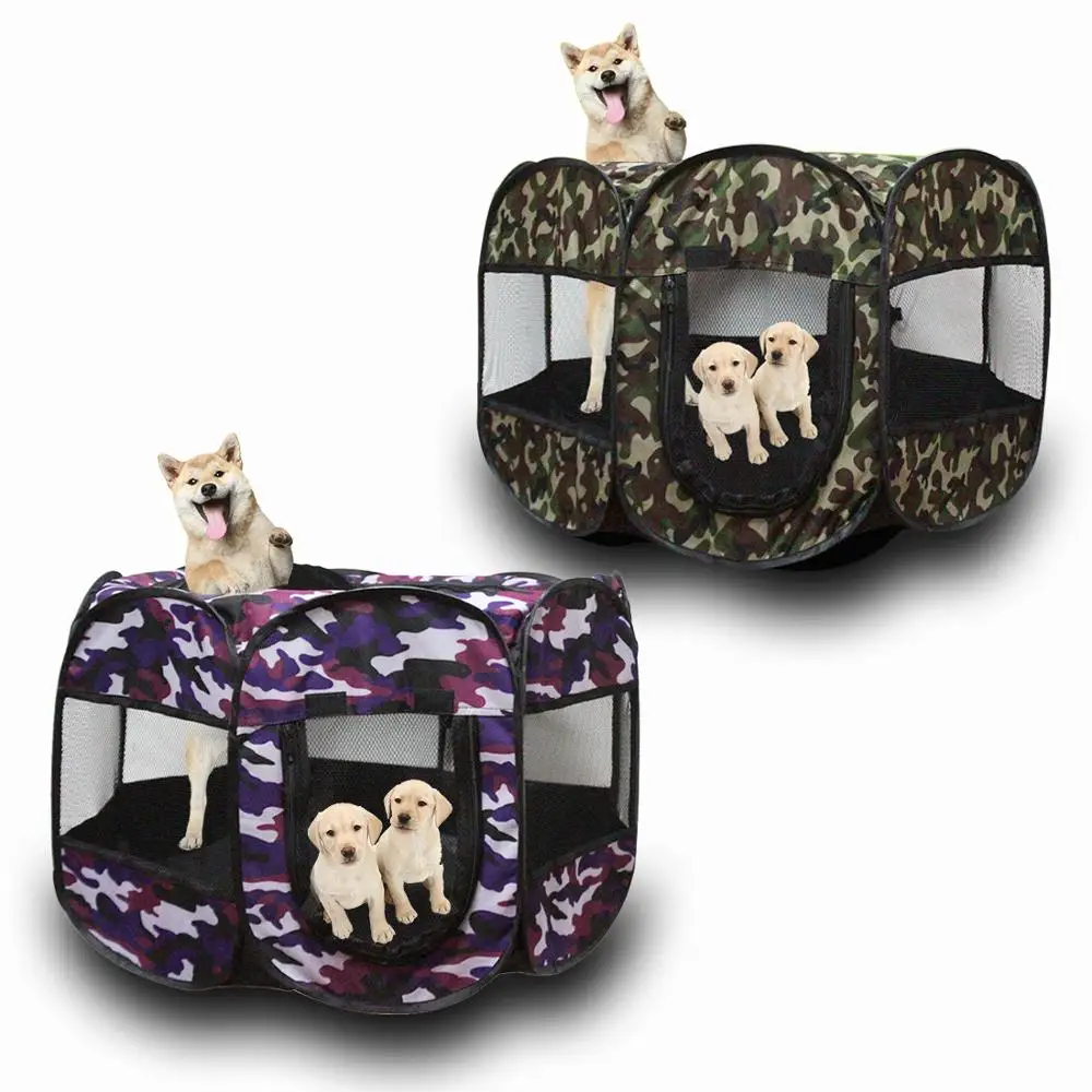 S/L Size Camouflage Octagonal Folding Pet Carrier Tent Dog House Cat Cage 40cm/90cm Kennels Fence | Дом и сад