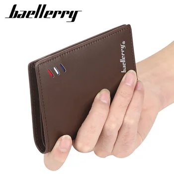 

Baellerry New Slim Men Wallets PU Leather Short Desigh High Quality Male Purse Card Holder Vintage Photo Holder Men Wallets