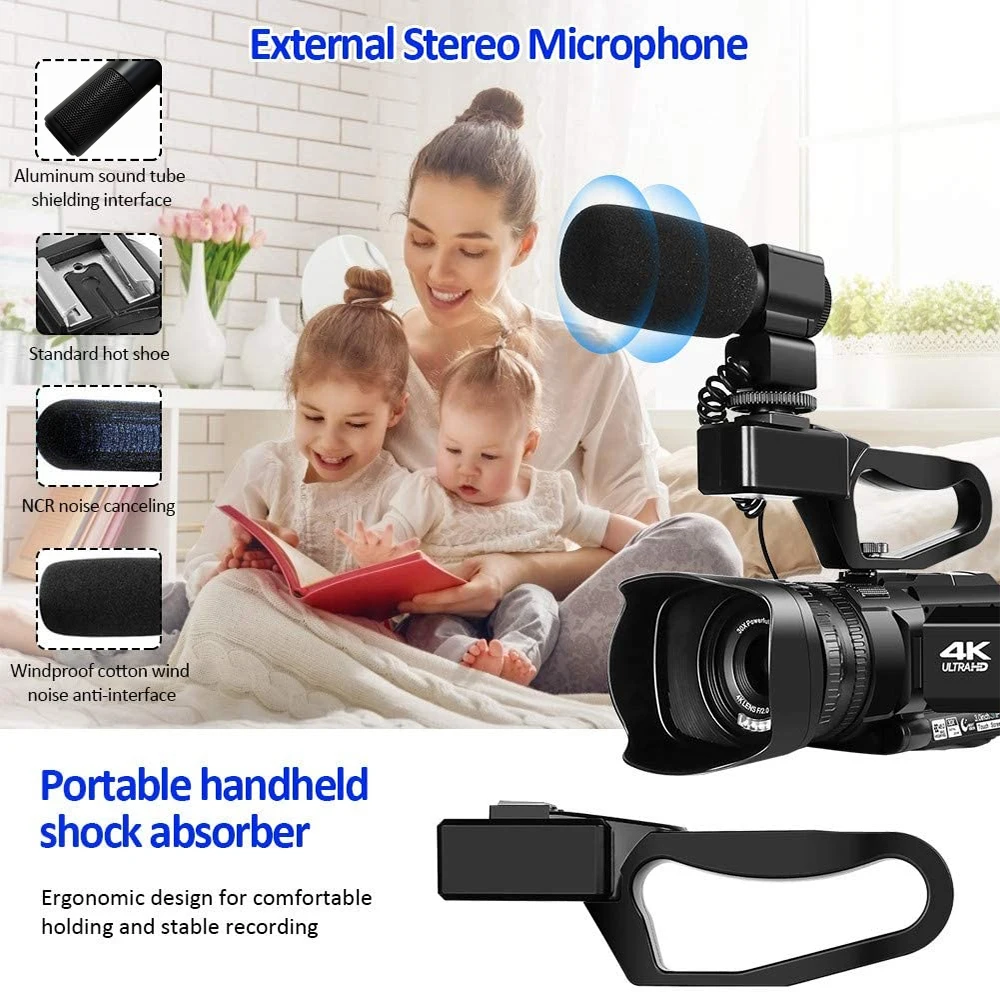 Videocámara 4K 2021 para Youtube, cámara grabadora con pantalla táctil de 3,0 pulgadas, WIFI, 48MP, Zoom Digital 30X - Imagen 5