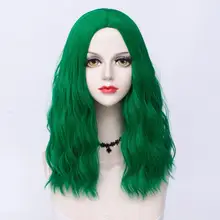 Косплей микс 50 см кудрявые синтетические парики для женщин средний зеленый парик косплей термостойкие розовые чистые натуральные волосы+ крышка