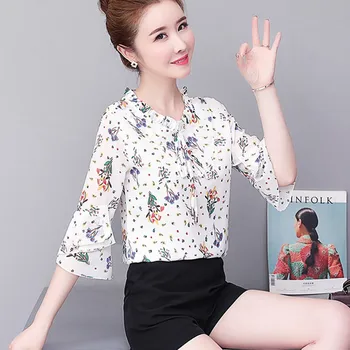 

Plus size 5XL women tops and blouse Floral chiffon blouse office shirt blusas mujer de moda long sleeve women shirts clothes