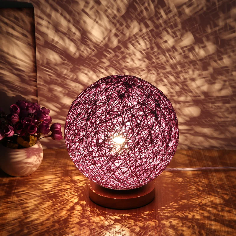 Purple button switch USB Led настольные лампы прикроватная лампа для спальни перезаряжаемая настольная лампа ротанговый шар Ночной светильник на день рождения Рождественский подарок Lampara De Mesa - Цвет абажура: Purple button switch