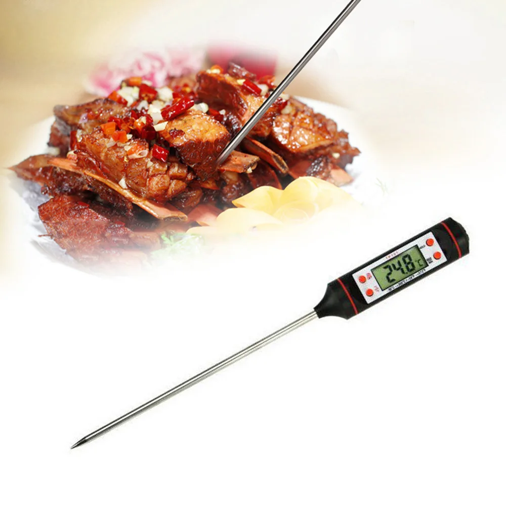 Digital Food Thermometer Long Probe Electronic Cooking For Cake Soup Fry BBQ Meat Kitchen |