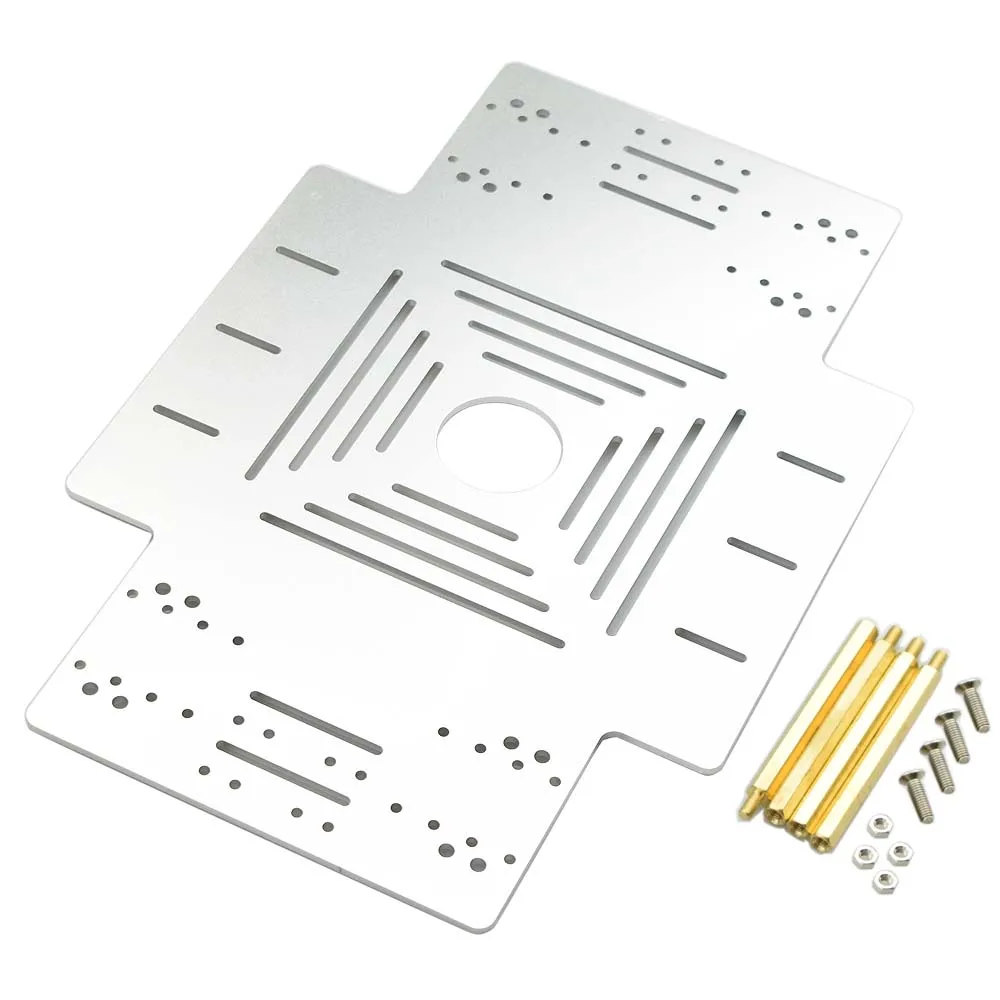Chasis de aleación de aluminio con placa de Metal grande, acoplamientos de 50mm para Arduino STM32, Mecanum Wheel, Robot, Chasis de coche, piezas de juguete DIY